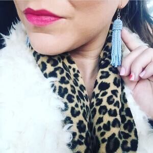FRANCESCA’S COLLECTIONS • Blue Statement Beaded Tassel Fringe Earrings